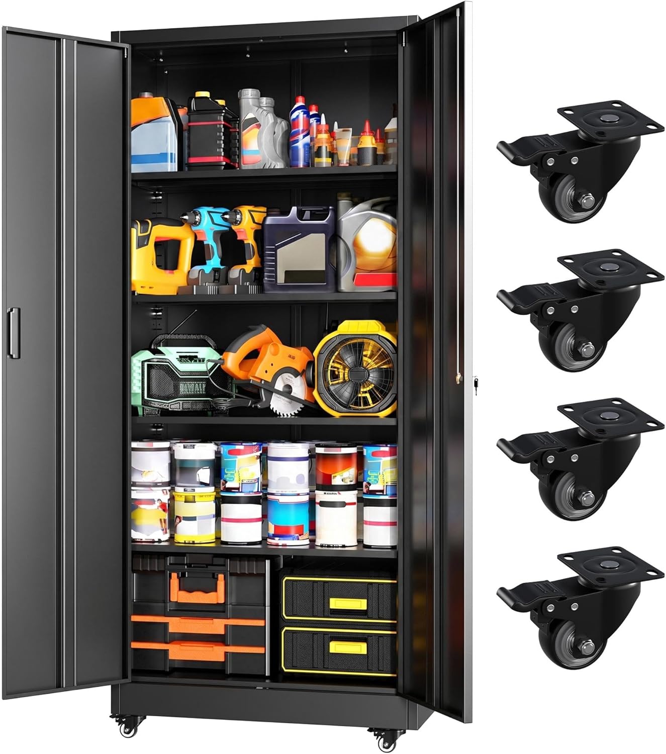 Tools For Garage - Metal Garage Storage Cabinet with 4