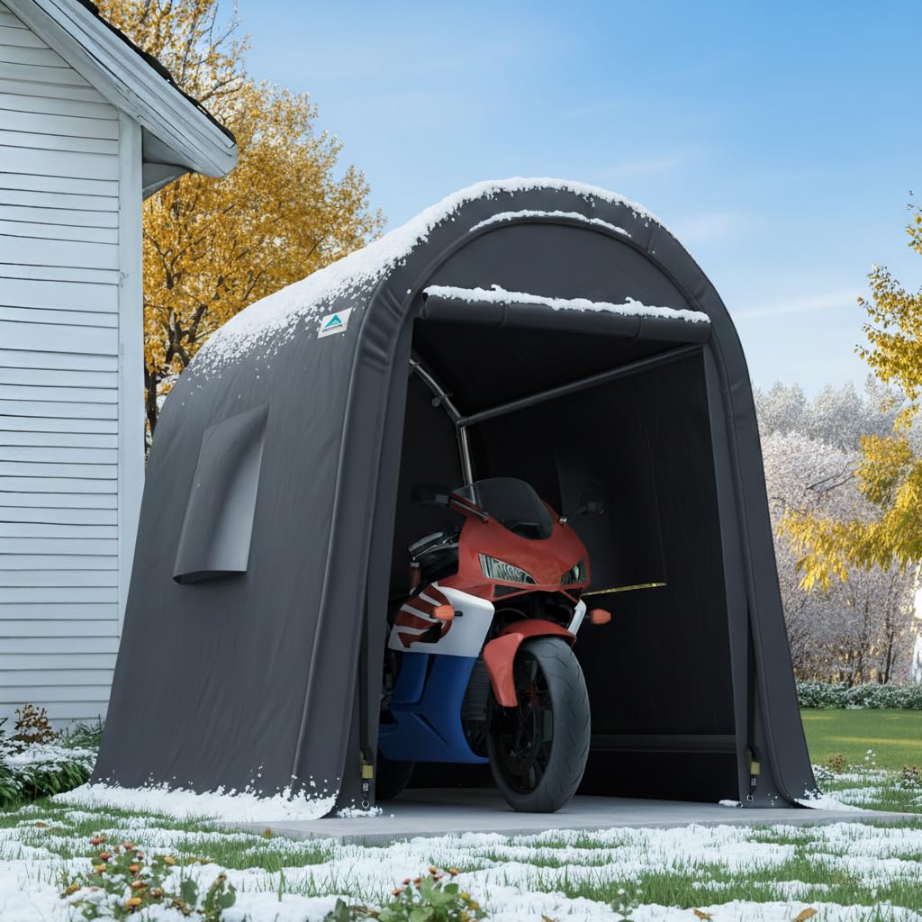 Tools For Garage - 6x8ft Metal Shed Steel Round Peak