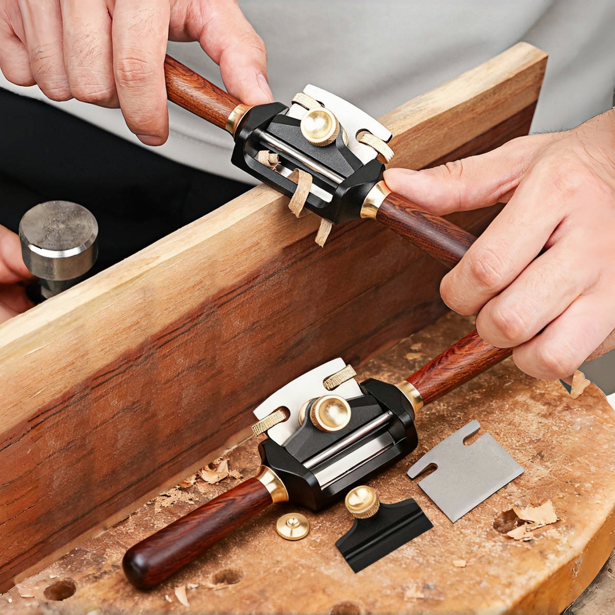 Hand Plane Block - Adjustable Two Handed Mini Planer Tool,Aluminum