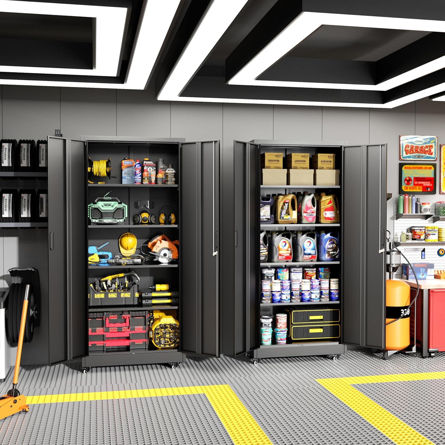Metal Garage Storage Cabinet w - Tools For Garage 评论和价格