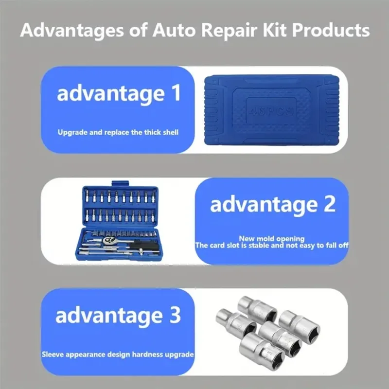 46-in-1 Heavy Duty Automotive  - Car Workshop Tools Kit 评论和价格